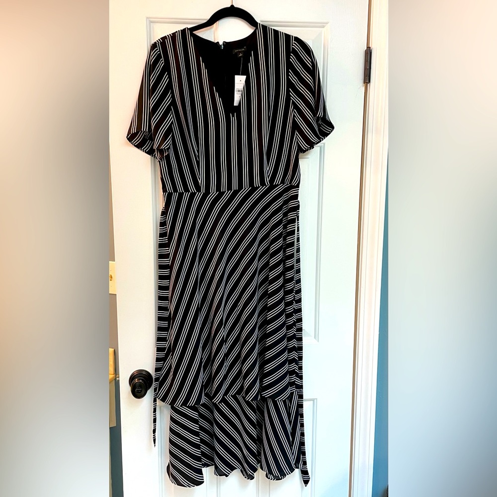 Ann Taylor Black with white striping dress. NWT. Size 10.